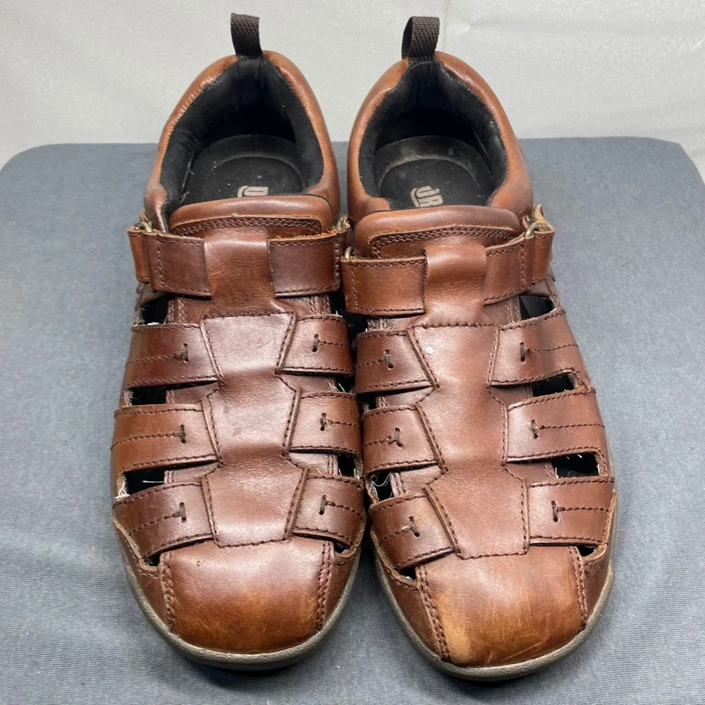 Drew Men Fisherman Sandals Brown Leather 13W Dublin Comfort Walking Shoe
